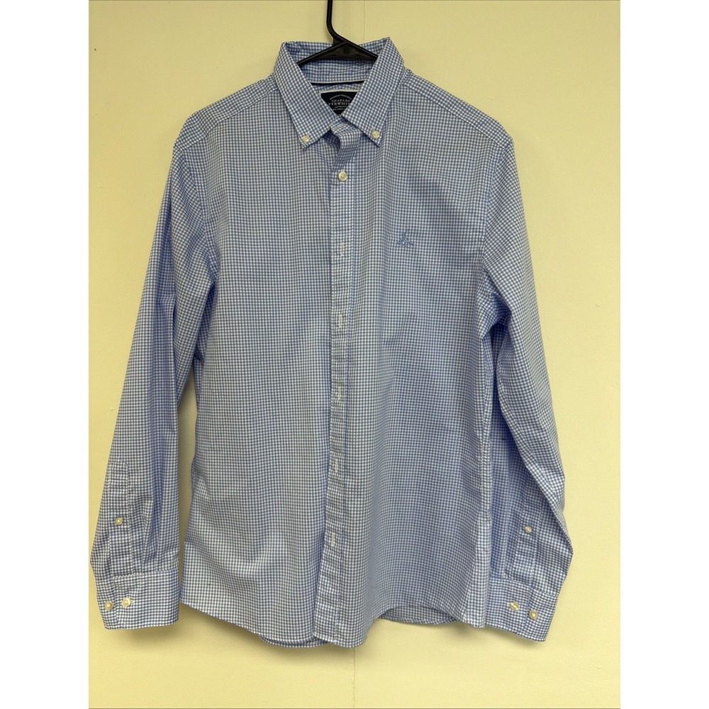 Charles Tyrwhitt Dress Shirt Mens Medium Blue Checkered Slim Fit Non-Iron W Logo